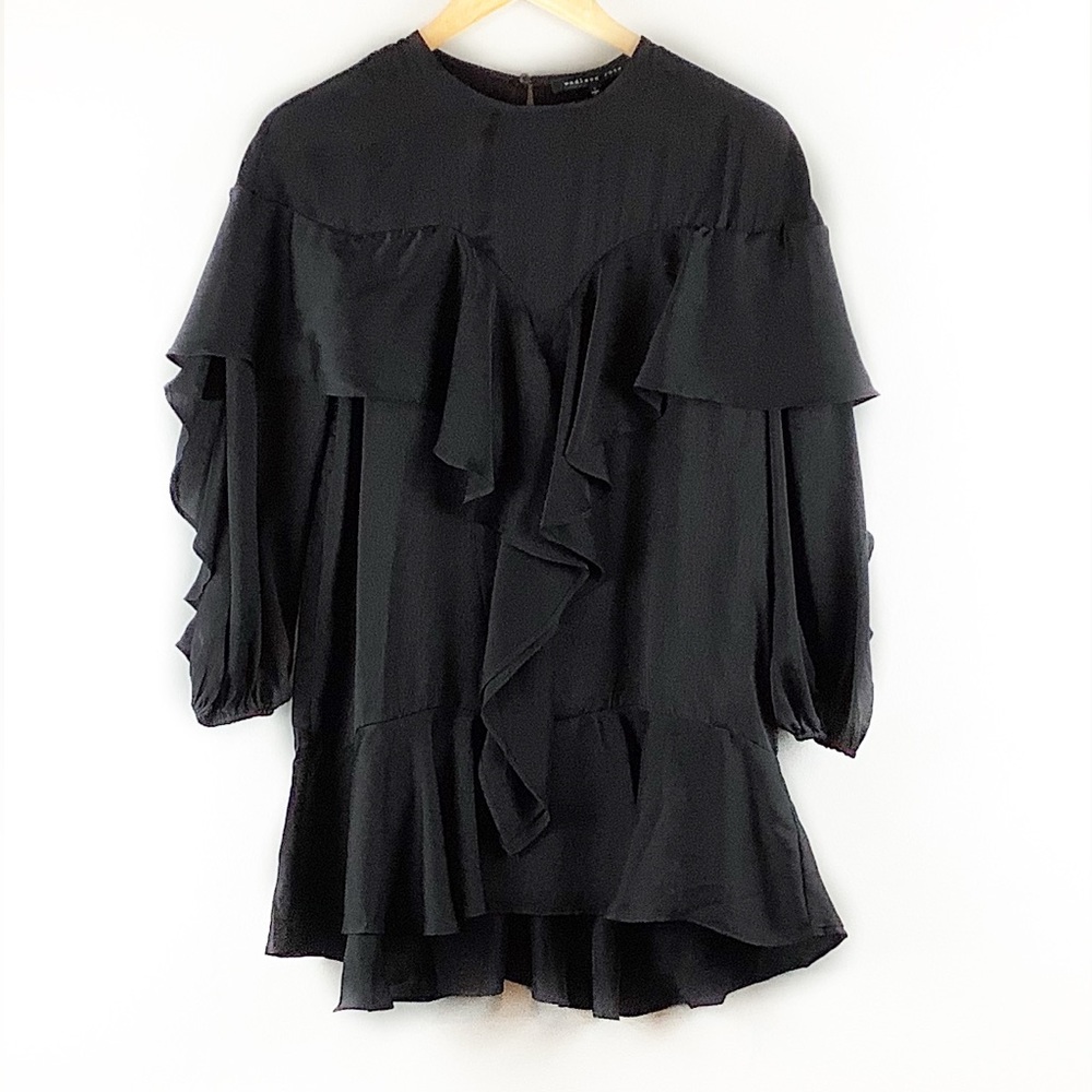 Endless Rose Black Ruffle Top Size Small NWT